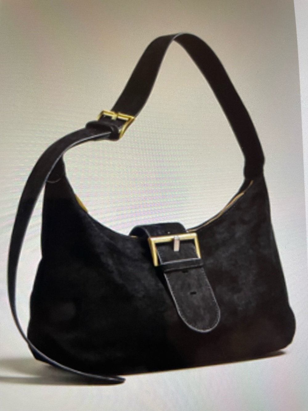 ❤️ ANTHROPOLOGIE FAUX SUEDE BIG BUCKLE SLOUCHY SHOULDER BAG NEW
